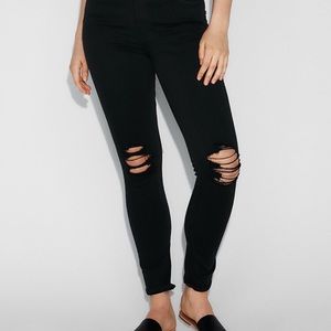 High Waisted Ripped Stretch Jean Leggings